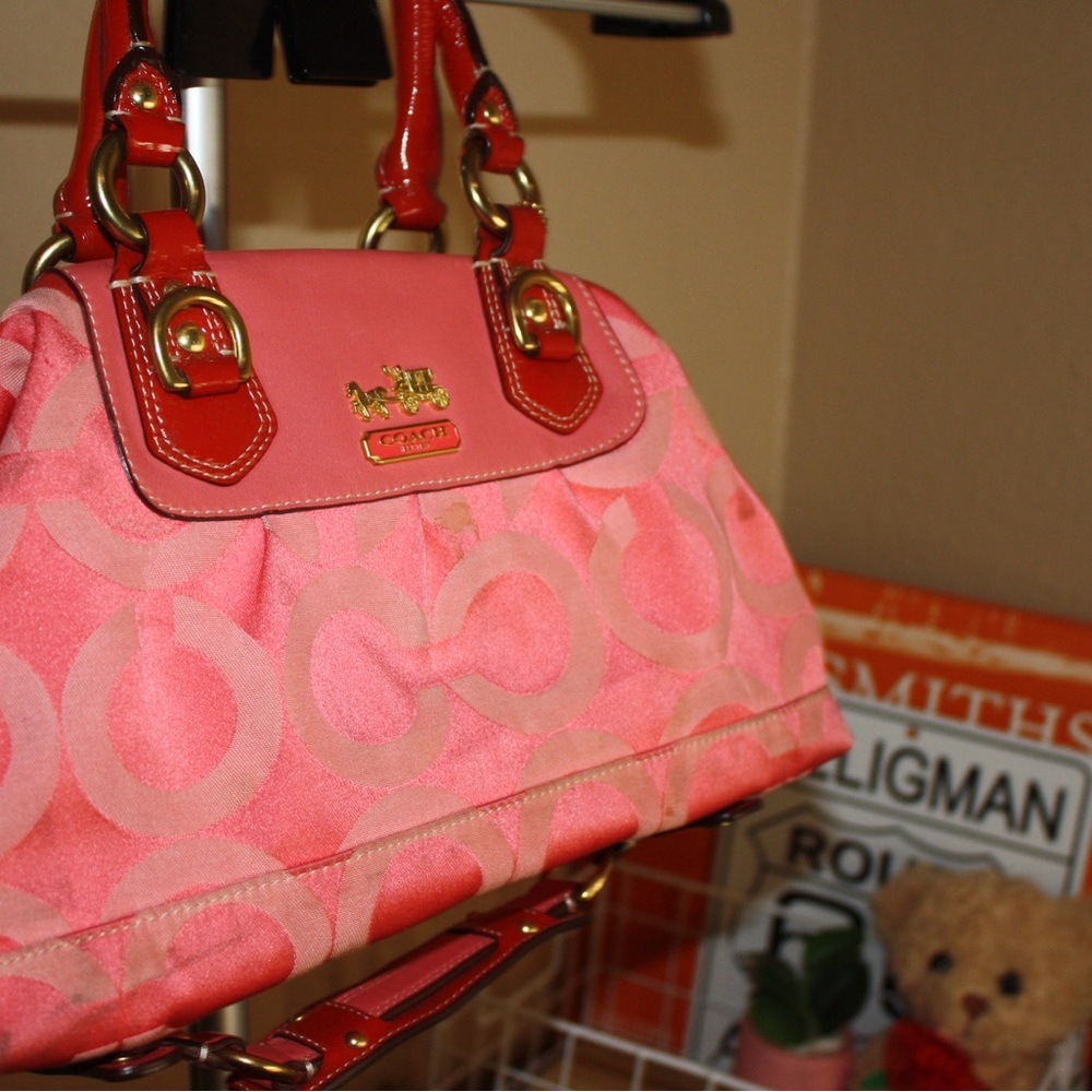 Coach Pink and Red Satchel